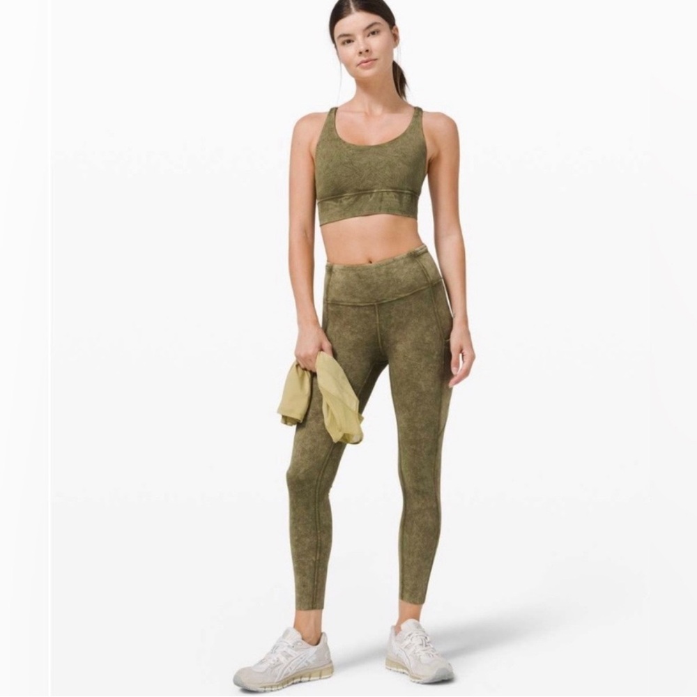 Rare Lululemon Fast and Free High Rise Tight 25" *Ice Dye Ice Wash Moss Green.